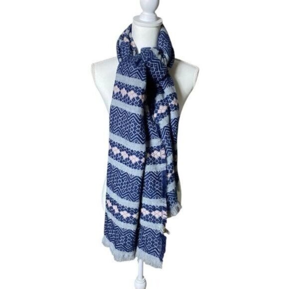 Prince & Fox Accessories - Prince & Fox Fair Isle Scarf Wrap Blue Pink New Cabincore Winter